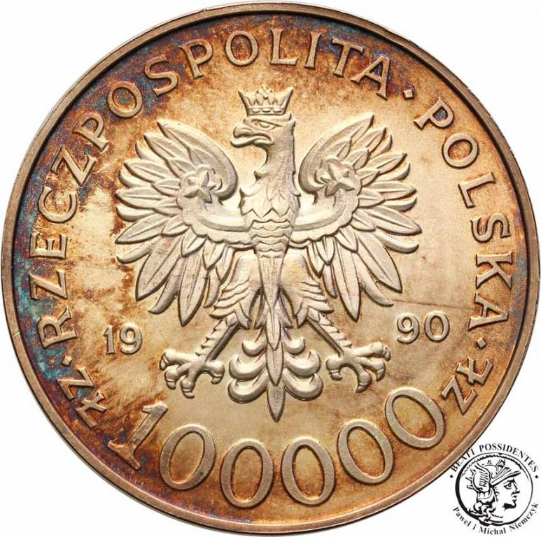 Polska 100 000 złotych 1990 Solidarność typ A st1