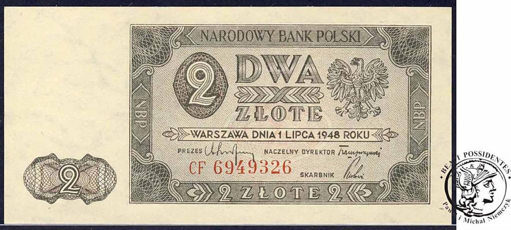 Banknot 2 złote 1948 - ser. CF - st. 1 PIĘKNY