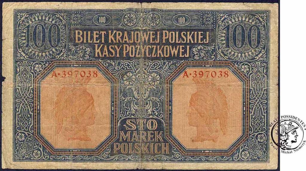 Banknot 100 marek polskich 1916 - JENERAŁ st.4+