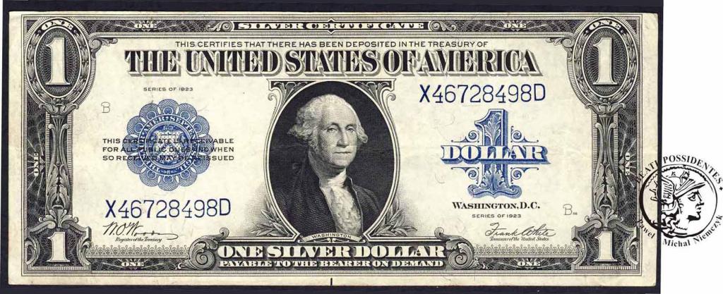 USA 1 dolar 1923 Silver Certificate larg size st3+