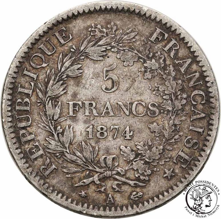 Francja 5 franków 1874 A (Paryż) st.3