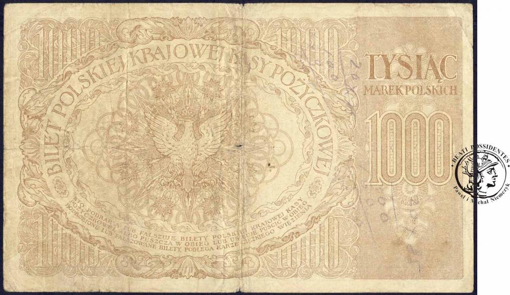 Banknot 1000 marek polskich 1919 Kościuszko ZO s3-