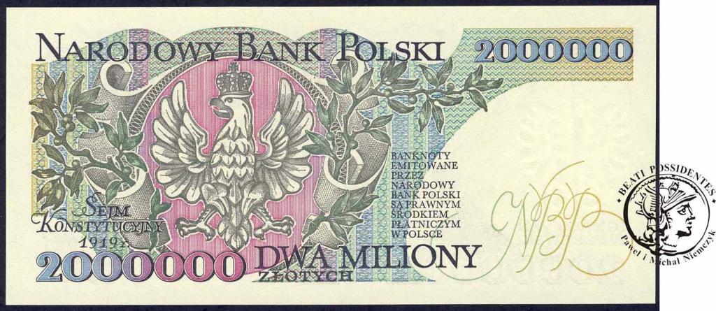 2 miliony zł 1992 Paderewski - ser B - st.1 Piękny