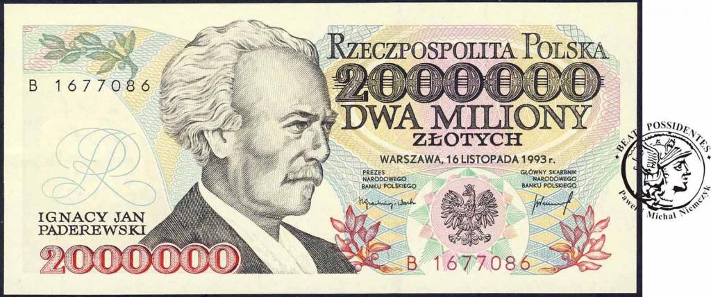 2 miliony zł 1993 Paderewski - ser B - st.1 Piękny