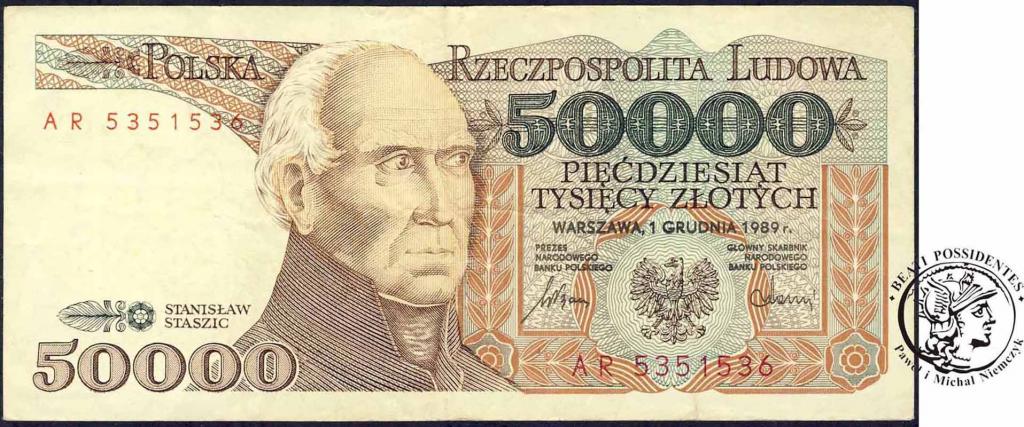 Banknot 50000 złotych 1989 Staszic - ser AR - st.3