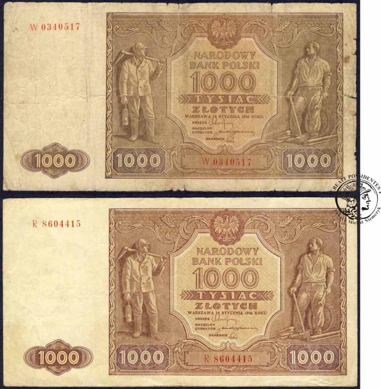 Banknoty 3 x 1000 zł 1946 i 1947 - RÓŻNE - st3/3-