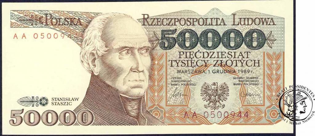 Banknot 50000 złotych 1989 Staszic - ser AA - st1-
