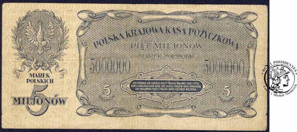 Banknot 5 milionów marek polskich 1923 ser D st.3-