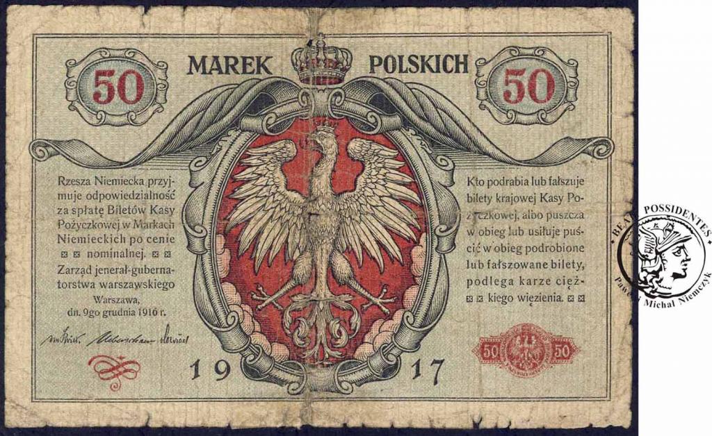 Banknot 50 marek polskich 1916 - JENERAŁ st.4