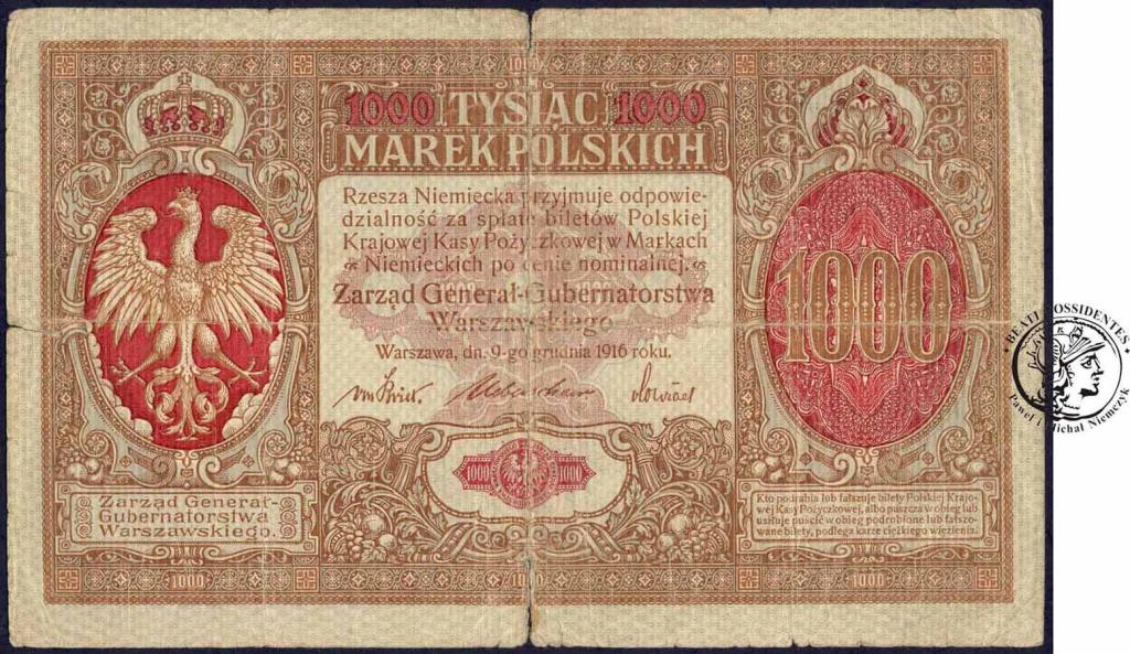 Banknot 1000 marek polskich 1916 - GENERAŁ st.4