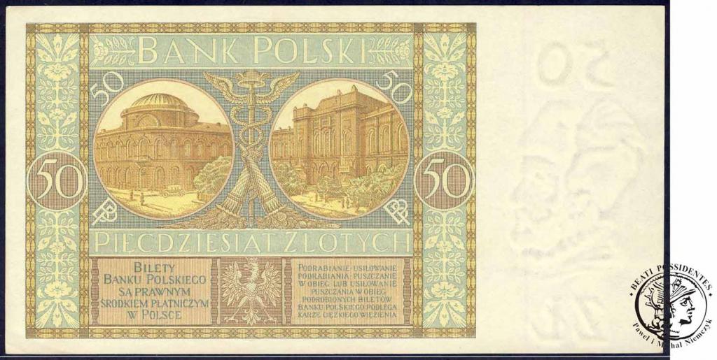 Polska banknot 50 złotych 1929 - ser. CB - st.1/1-