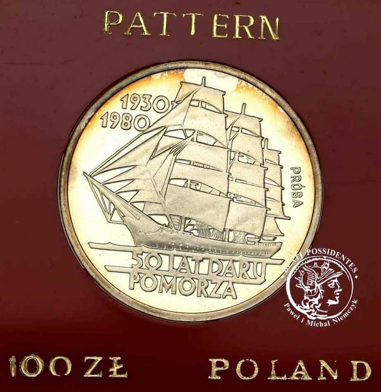 PRÓBA Srebro 100 złotych 1980 Dar Pomorza st.L