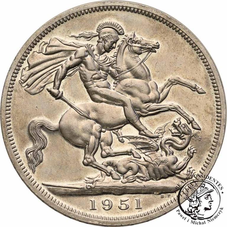 Wielka Brytania 1 crown 1951 st. 2+