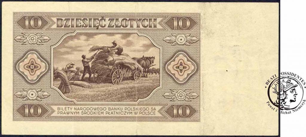 Polska PRL banknoty 10 złotych 1948 seria J st.3