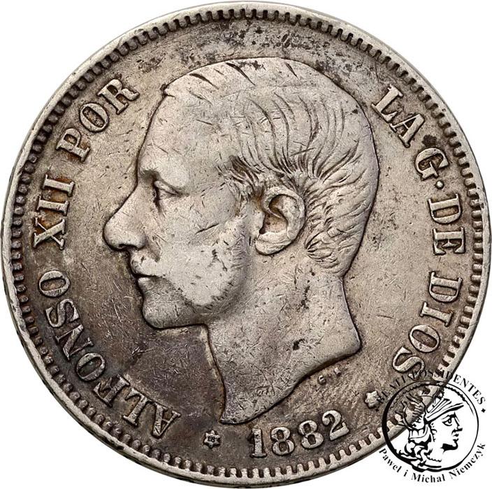 Hiszpania 5 Pesetas 1882 Alfonso XII st. 3