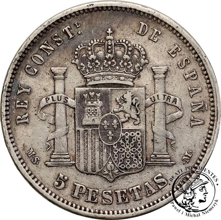 Hiszpania 5 Pesetas 1882 Alfonso XII st. 3