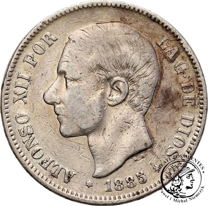 Hiszpania 5 Pesetas 1885 Alfonso XII st. 3