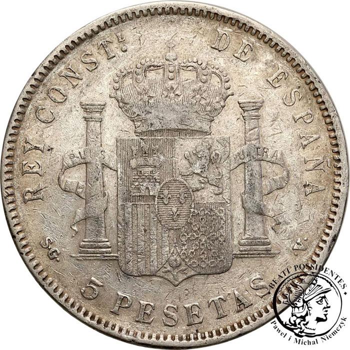 Hiszpania 5 Pesetas 1898 Alfonso XIII st. 3+