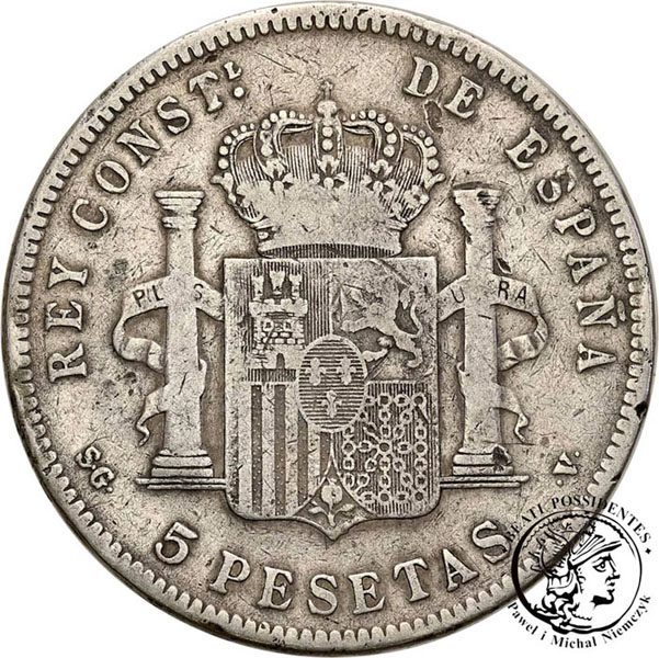 Hiszpania 5 Pesetas 1898 Alfonso XIII st. 3-
