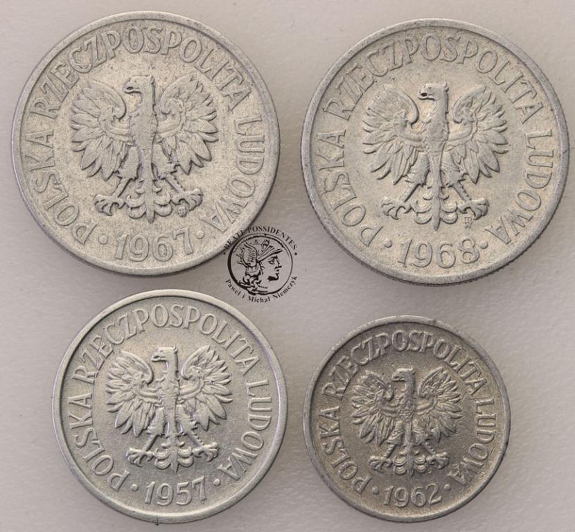 PRL 10 + 20 + 50 groszy 1957-1968 lot 4 szt. st.3