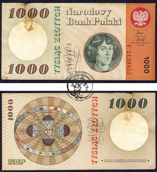 1000 złotych 1965 Kopernik różne lot 3 szt st. 4/5