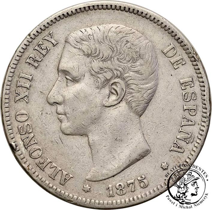 Hiszpania 5 Pesetas 1875 Alfonso XIIst. 3