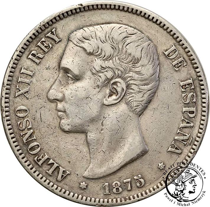 Hiszpania 5 Pesetas 1875 Alfonso XIIst. 3
