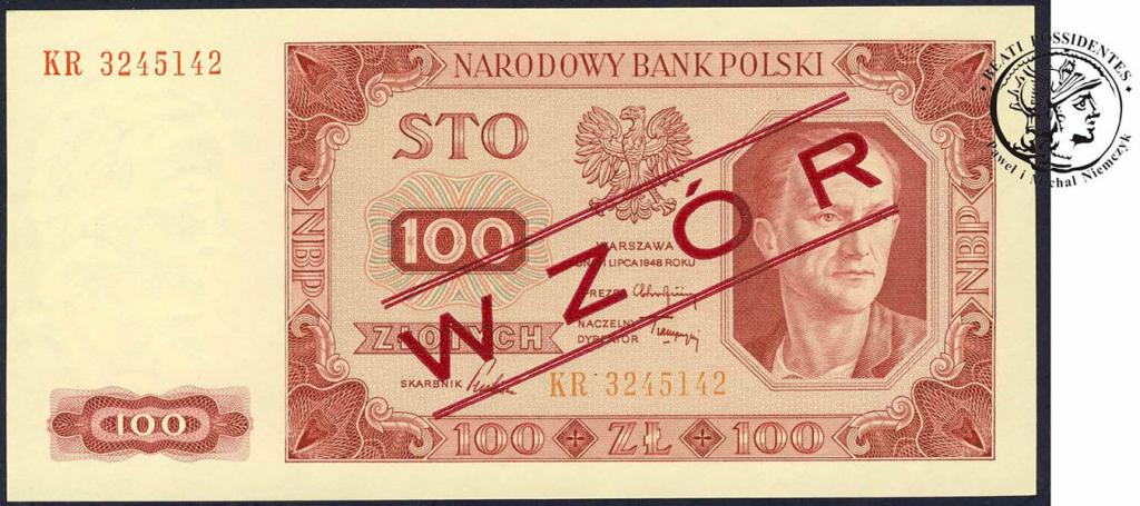 Polska 100 złotych 1948 WZÓR st.1