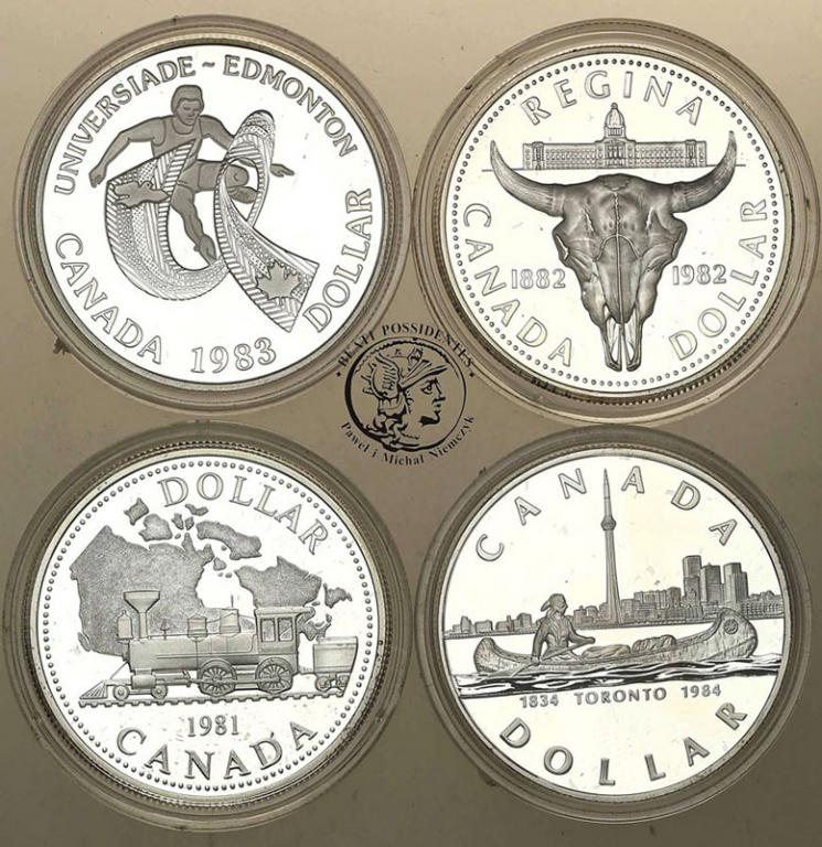 Kanada 1 dolar 1981-1984 lustrzanki lot 4 szt st.L