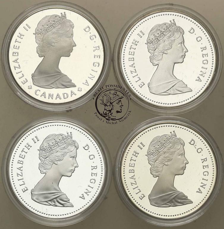 Kanada 1 dolar 1985-1988 lustrzanki lot 4 szt st.L