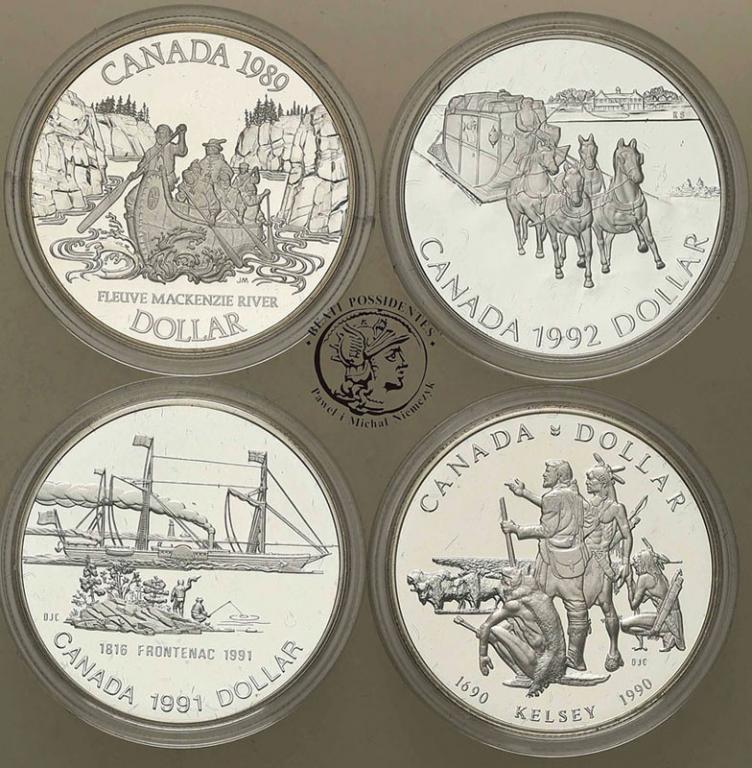 Kanada 1 dolar 1989-1992 lustrzanki lot 4 szt st.L