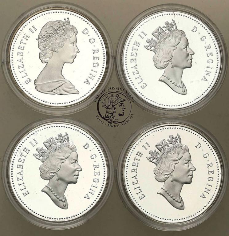 Kanada 1 dolar 1989-1992 lustrzanki lot 4 szt st.L