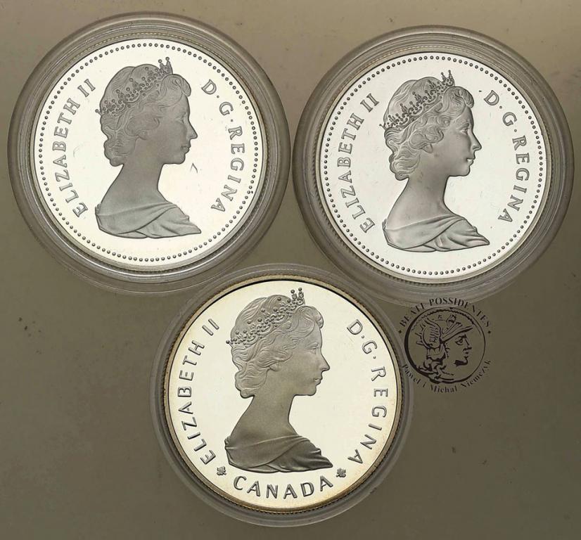 Kanada 1 dolar 1982-1986 lustrzanki lot 3 szt st.L