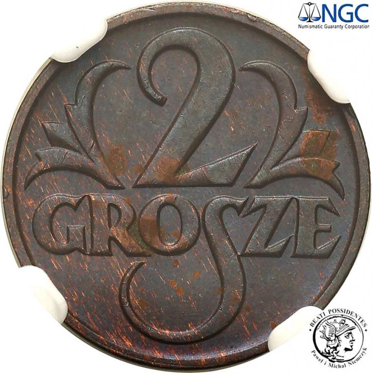 Polska II RP 2 grosze 1927 NGC UNC DETAILS