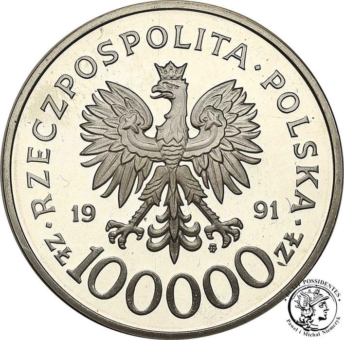 Polska III RP 100 000 złotych 1991 Hubal st.L-