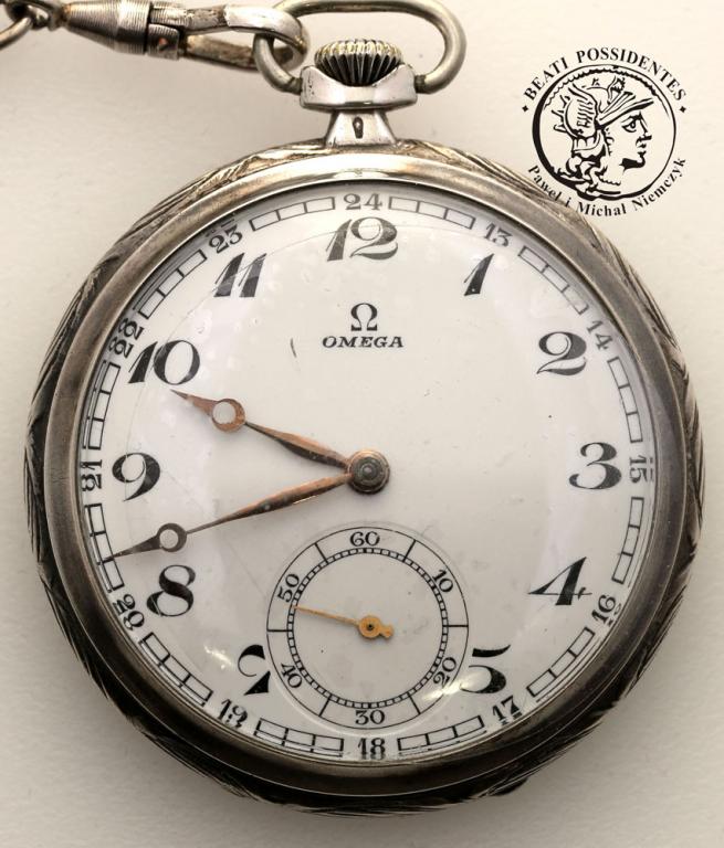 Szwajcaria zegarek OMEGA kieszonkowy - SREBRO