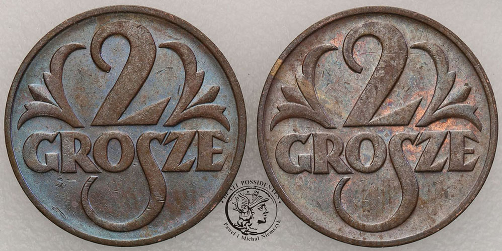 Polska II RP 2 grosze 1939 piękne 2 szt. st.1