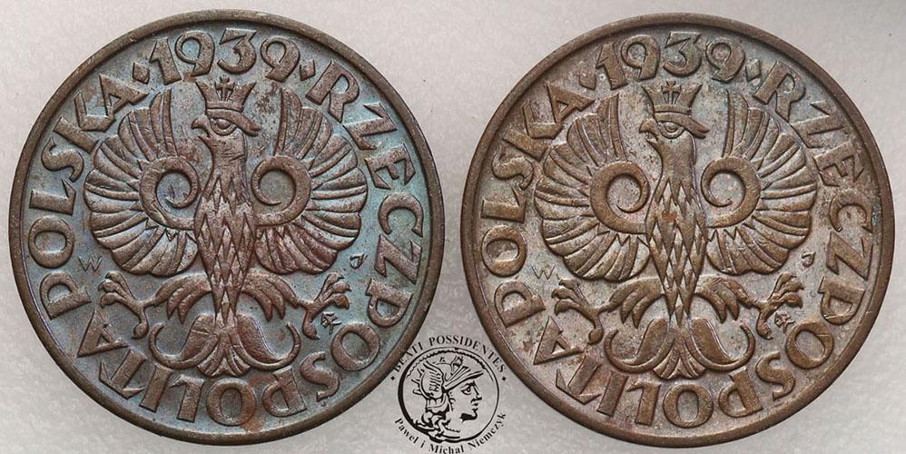 Polska II RP 2 grosze 1939 piękne 2 szt. st.1