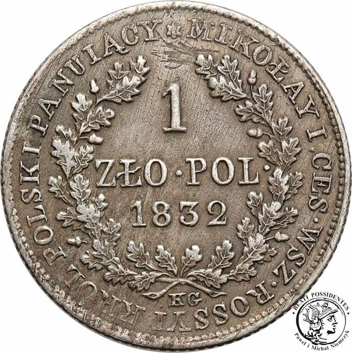 Polska 1 złoty 1832 KG Mikołaj I st.3+