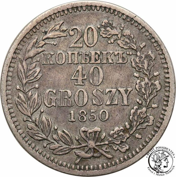 Polska 20 kopiejek = 40 groszy 1850 Mikołaj I st.3