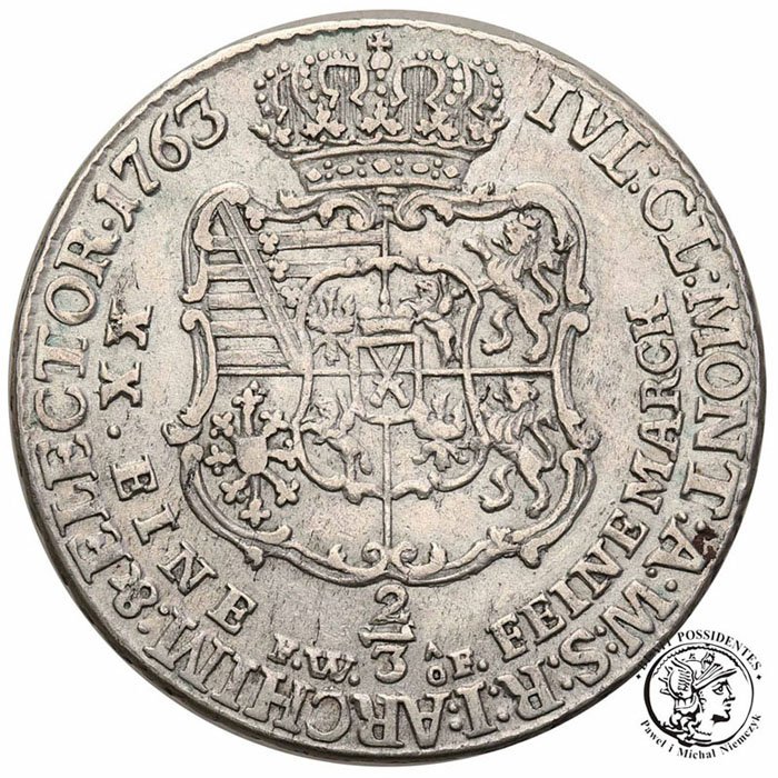 Polska/Saksonia Fr. Christian gulden 1763 FWoF s3+