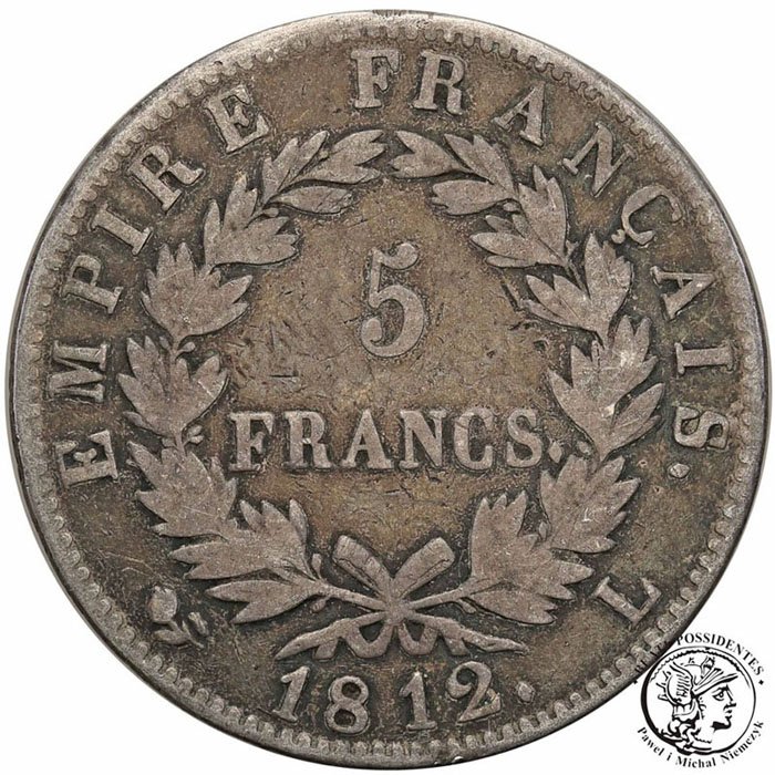 Francja 5 Franków 1812 L Napoleon I st.3