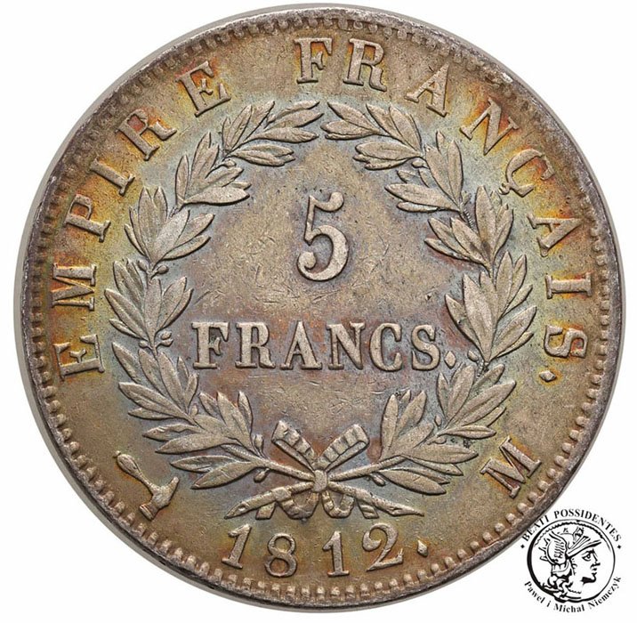 Francja 5 Franków 1812 M Napoleon I st.2