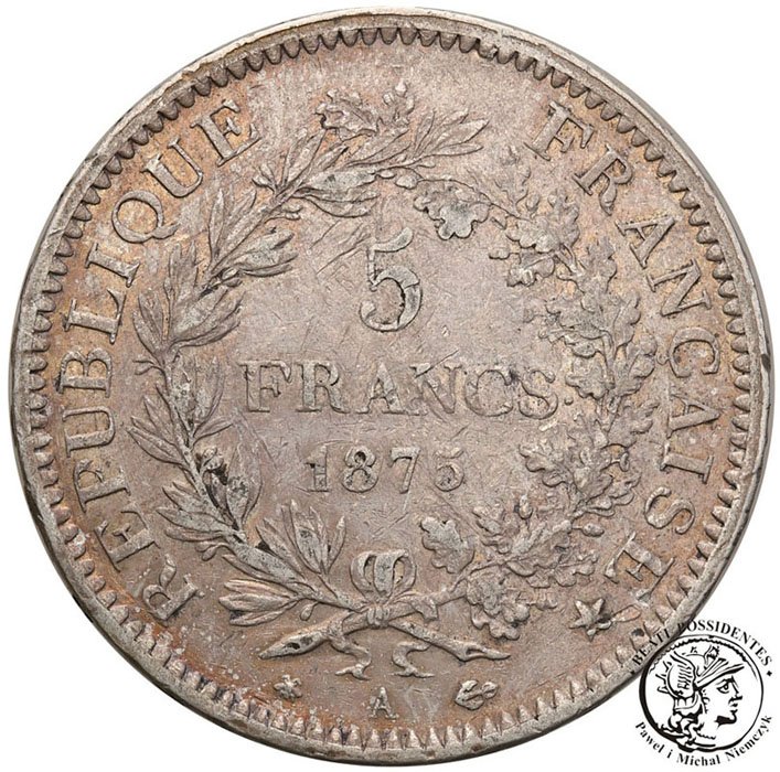 Francja 5 Franków 1875 A st.3