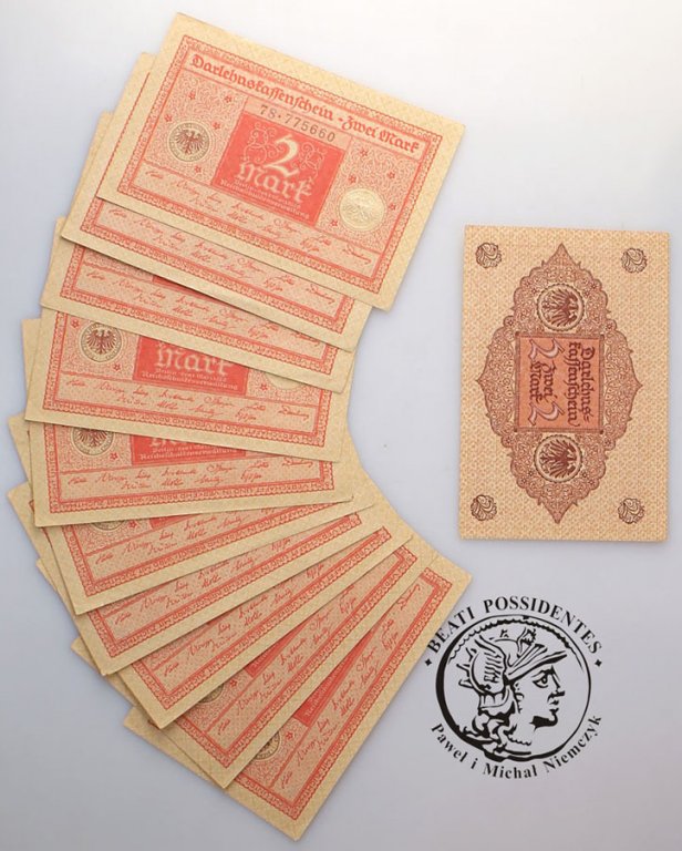 Niemcy banknoty 2 Marki 1920 lot 11 sztuk st.2/2-