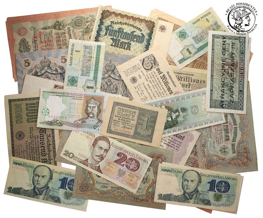 Świat banknoty zestaw 34 sztuk różne st.3/4+