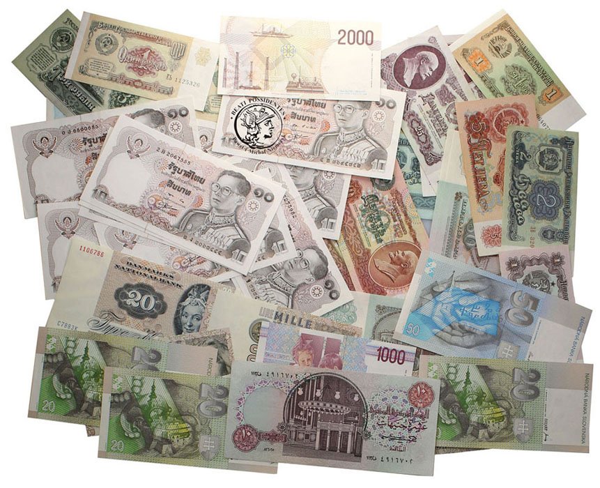 Świat banknoty zestaw 89 sztuk różne st.2+/3