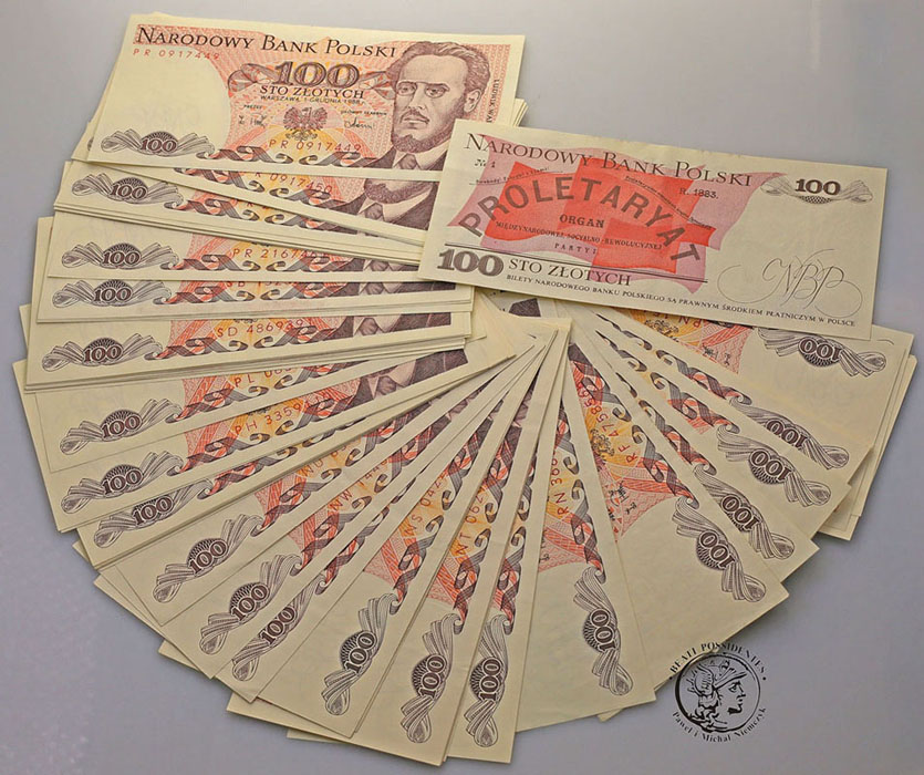 Banknoty 100 złotych 1988 lot 81 szt. st.1-/2+
