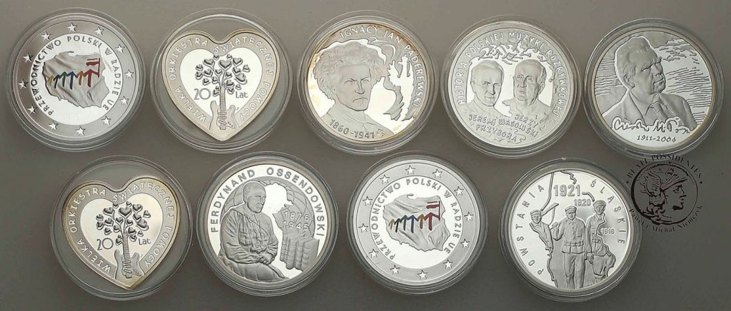 10 złotych 2011-12 zestaw 9 sztuk różne st.L