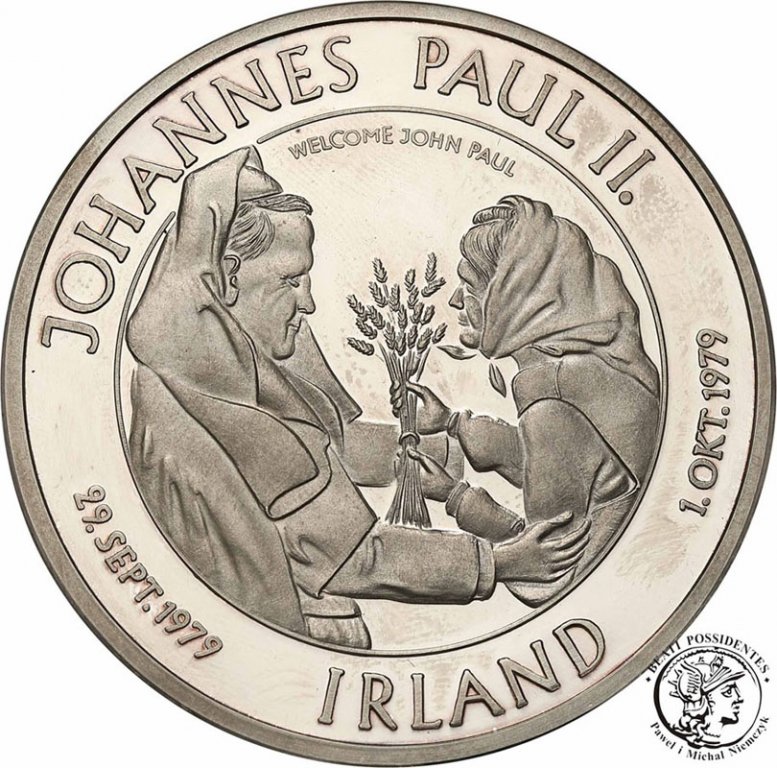 Niemcy medal Jan Paweł II w Irlandii 1979 Ag st.L-
